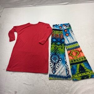 Pomelo Vibrant Peach, Blue and Green Patterned Outfit